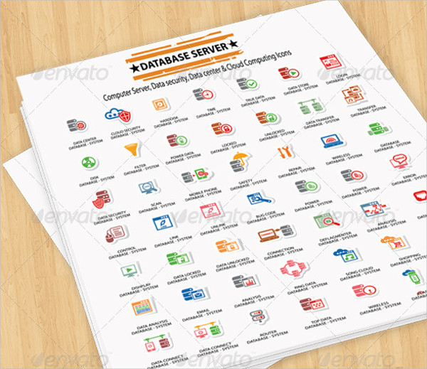 Database Server & Computer Security Icon Set