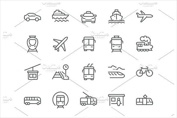 Line Public Transport Icons