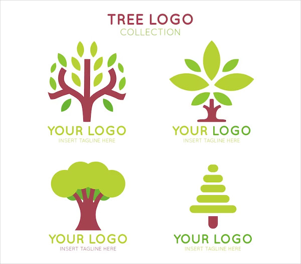 Tree Logos Collection in Flat Style Free Download