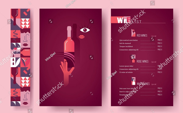 Wine Restaurant Menu Design with Geometric Pattern