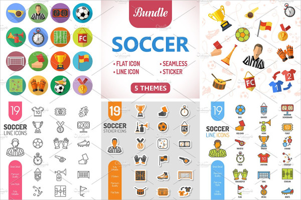 Soccer Icon & Seamless Pattern Set