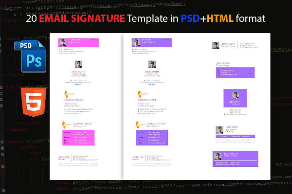 Elegant Email Signature Template in PSD & HTML Format