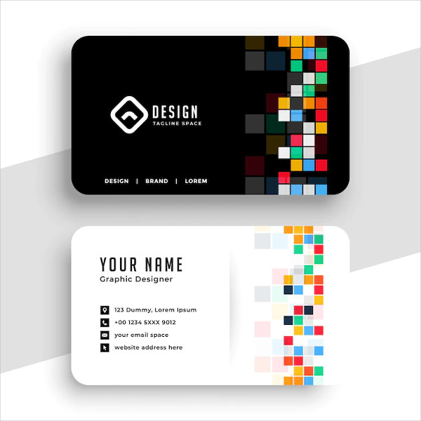 Free Pixel Style Modern Mosaic Visiting Card Vector