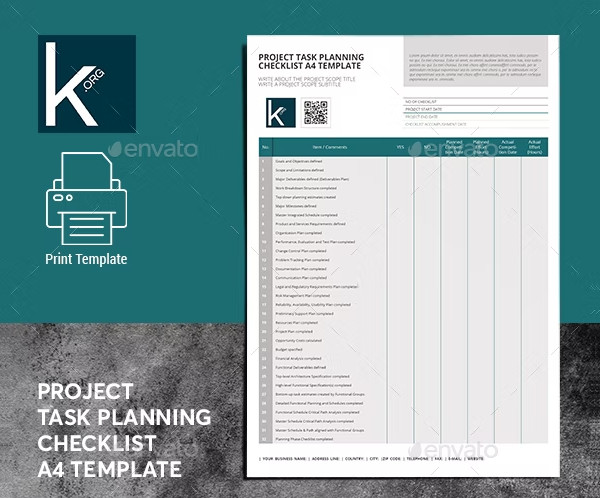 Project Task Planning Checklist Template