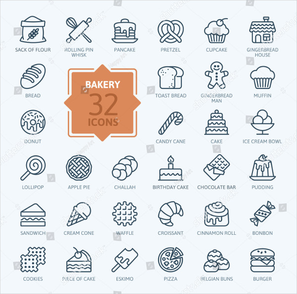 32 Outline Icon Collection Vector