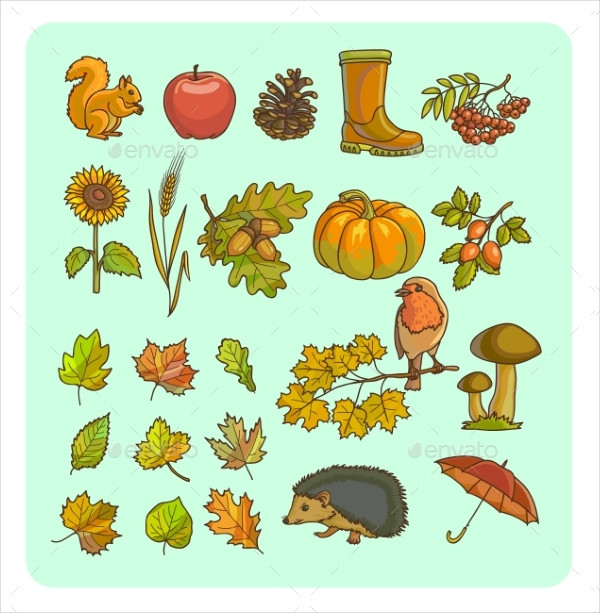 Autumn Icon And Objects Set For Design