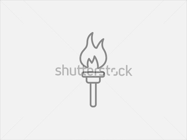 Burning Olympic Torch Line Icon