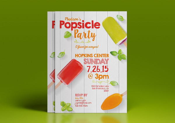 Summer Popsicle Party Flyer Design