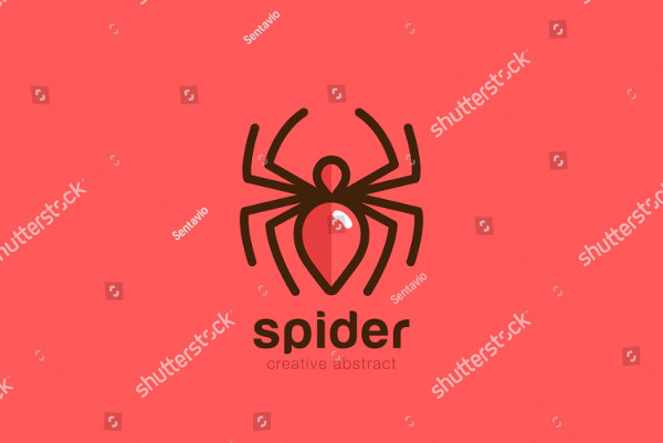 Spider Logo Design Template Linear Style