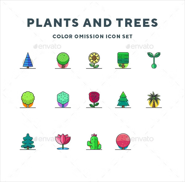 Abstract Plants and Trees Icons Collection