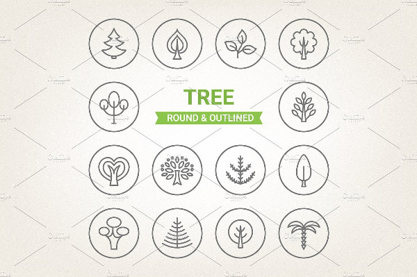 Collection of Circle Tree Icons