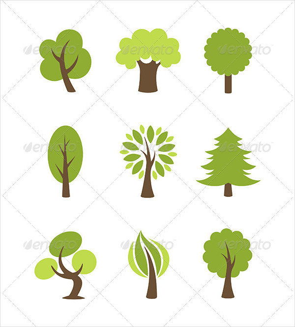 Stylish Tree Icon Set