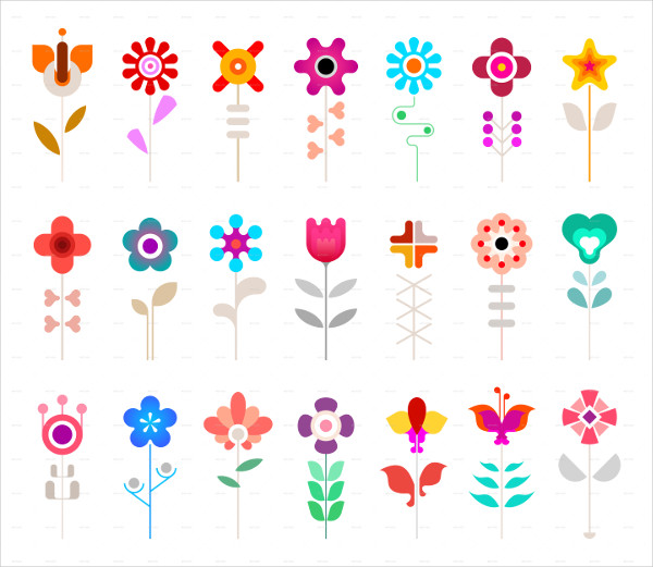 4 Options for a Flower Vector Icon Set