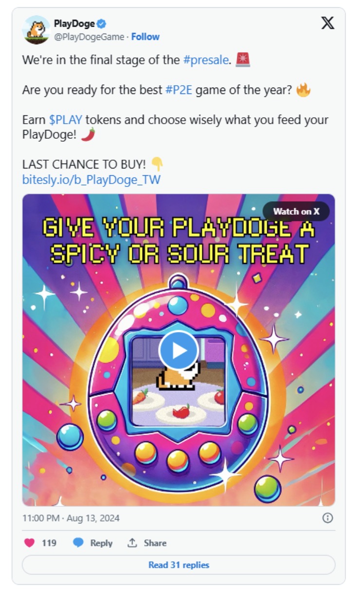 Tweet de PlayDoge sur les jeux P2P