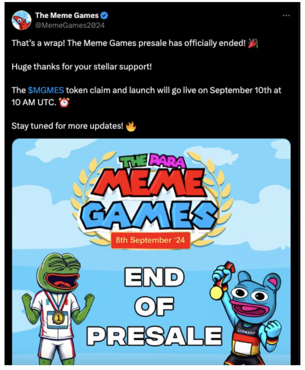 Tweet sur le lancement de Meme Games