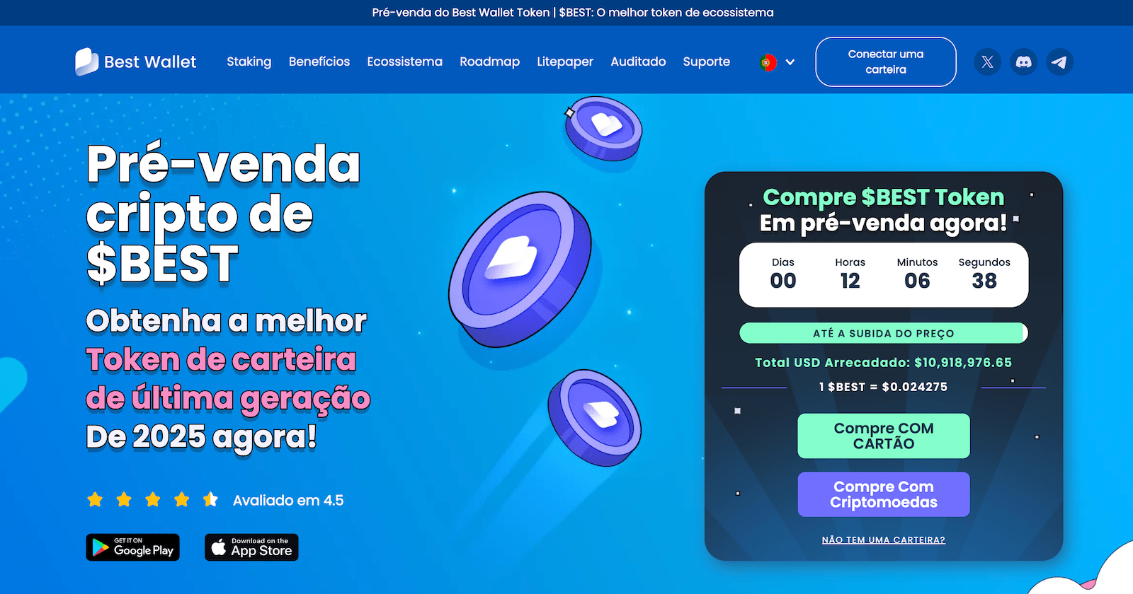 Meilleur portefeuille Portefeuille de crypto-monnaie - Token $ Best in Pre -Sale