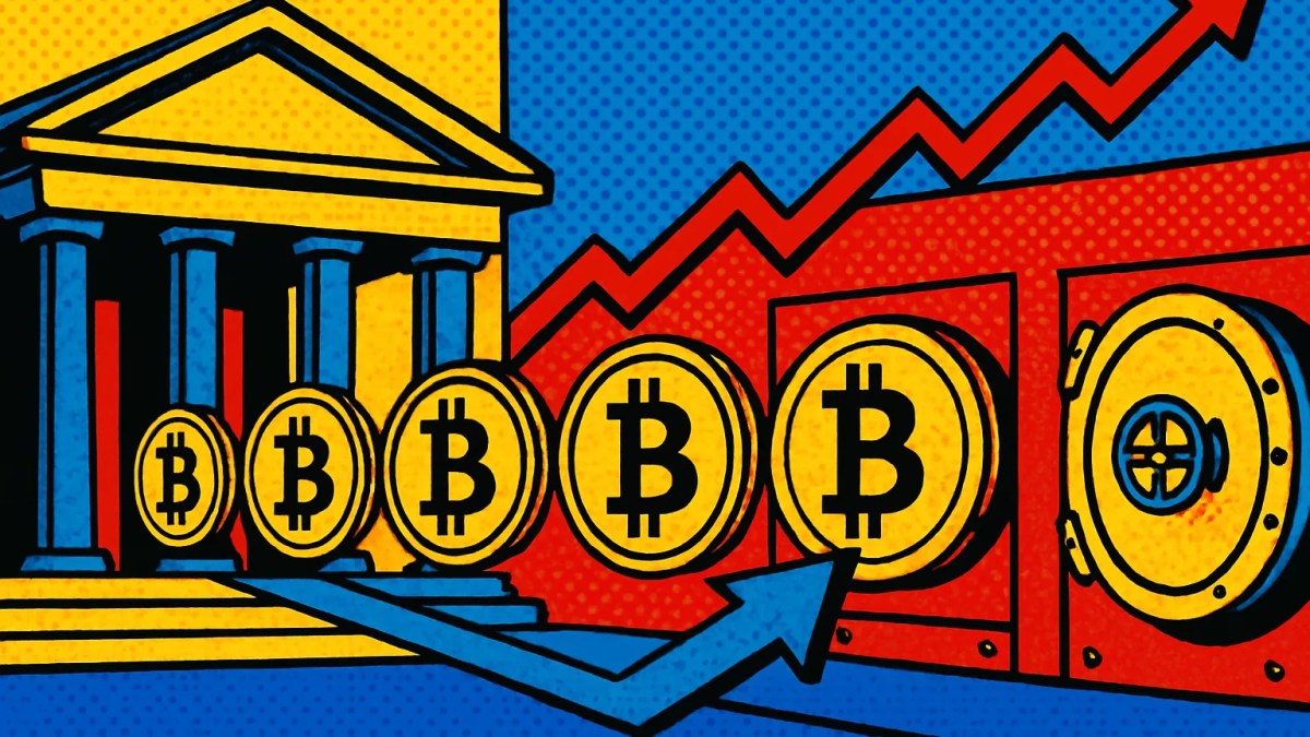 Salida de 40.000 BTC de exchanges representada con monedas de Bitcoin migrando a billeteras privadas