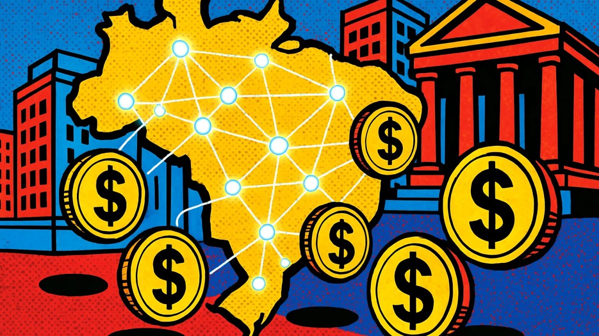 Red digital sobre Brasil que ilustra la tokenización en Brasil de Ripple en XRPL