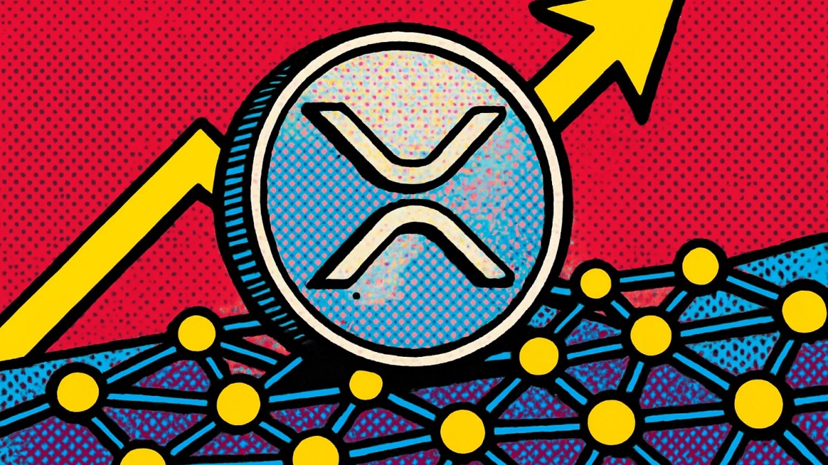 Proyección de Perplexity AI sobre XRP con una moneda ascendiendo y gráficos alcistas de fondo