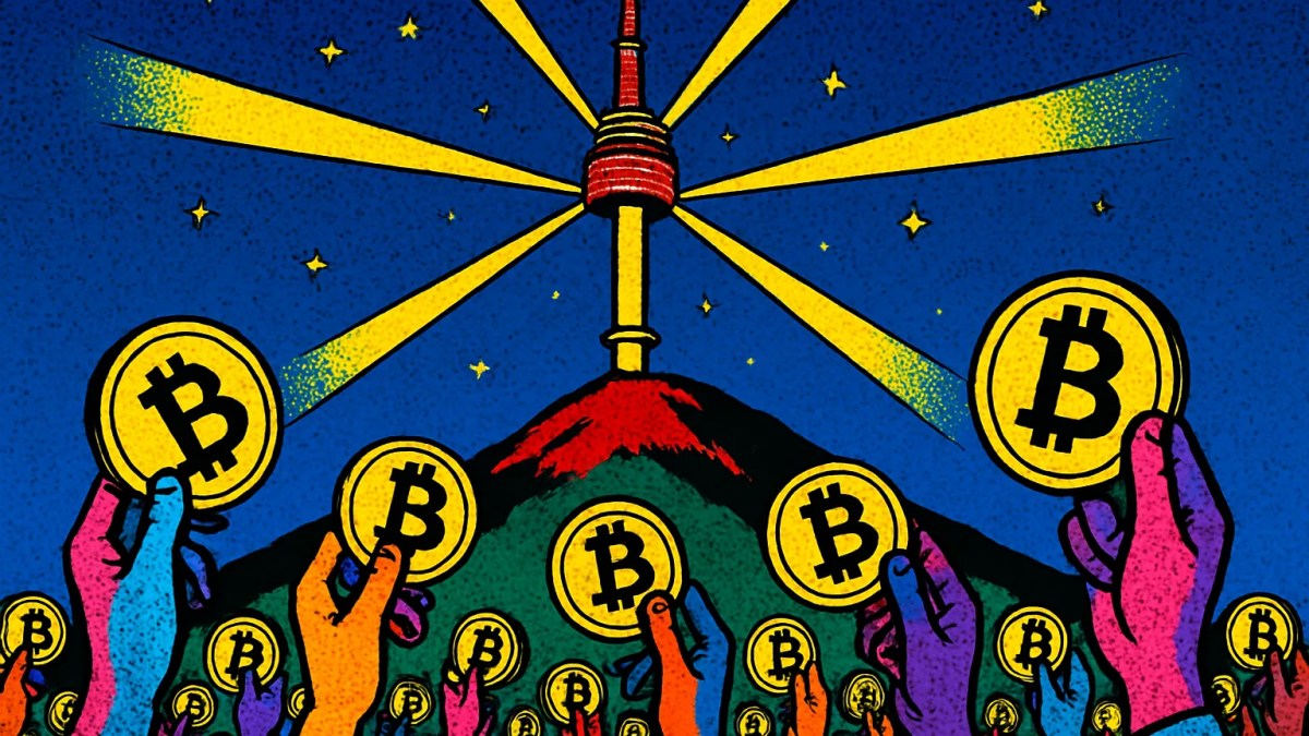 Torre Namsan iluminada celebrando a XRP en Seúl de noche