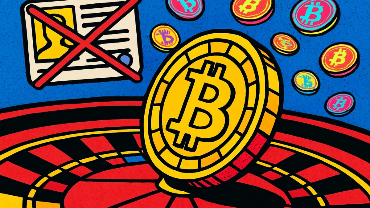 Ficha de casino con símbolo de bitcoin ilustrando los casinos sin DNI y pagos con criptomonedas en España