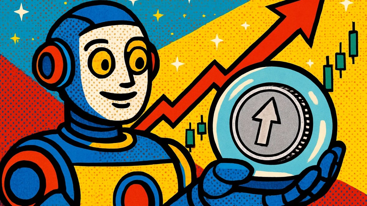 Robot de inteligencia artificial con una bola de cristal que ilustra la predicción de XRP para 2026