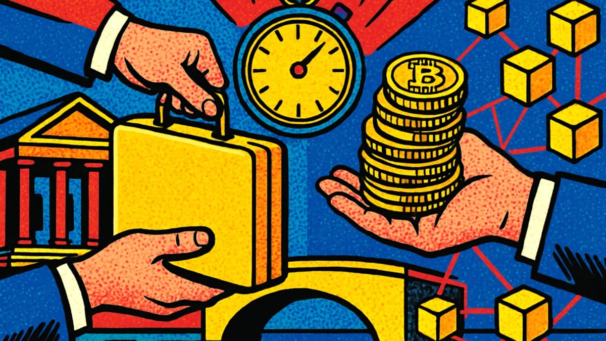 Ilustración de la liquidación en Solana mediante intercambio simultáneo de valores y pagos entre instituciones