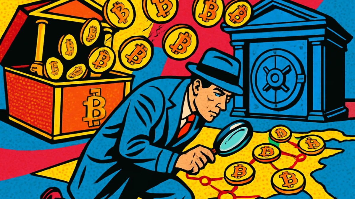 Monedas de bitcoin incautado saliendo de un cofre del gobierno hacia una bóveda de custodia