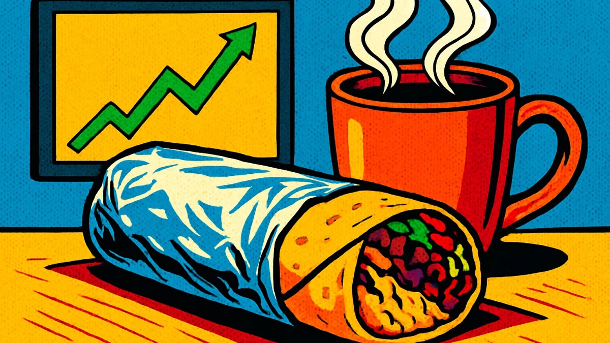 Ilustración sobre la subida de las acciones de Chipotle por el posible interés de Starbucks