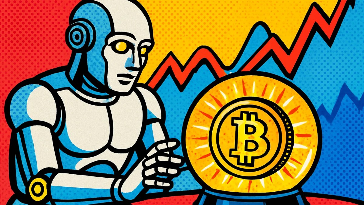 Robot con bola de cristal que ilustra la predicción de bitcoin de ChatGPT para 2026