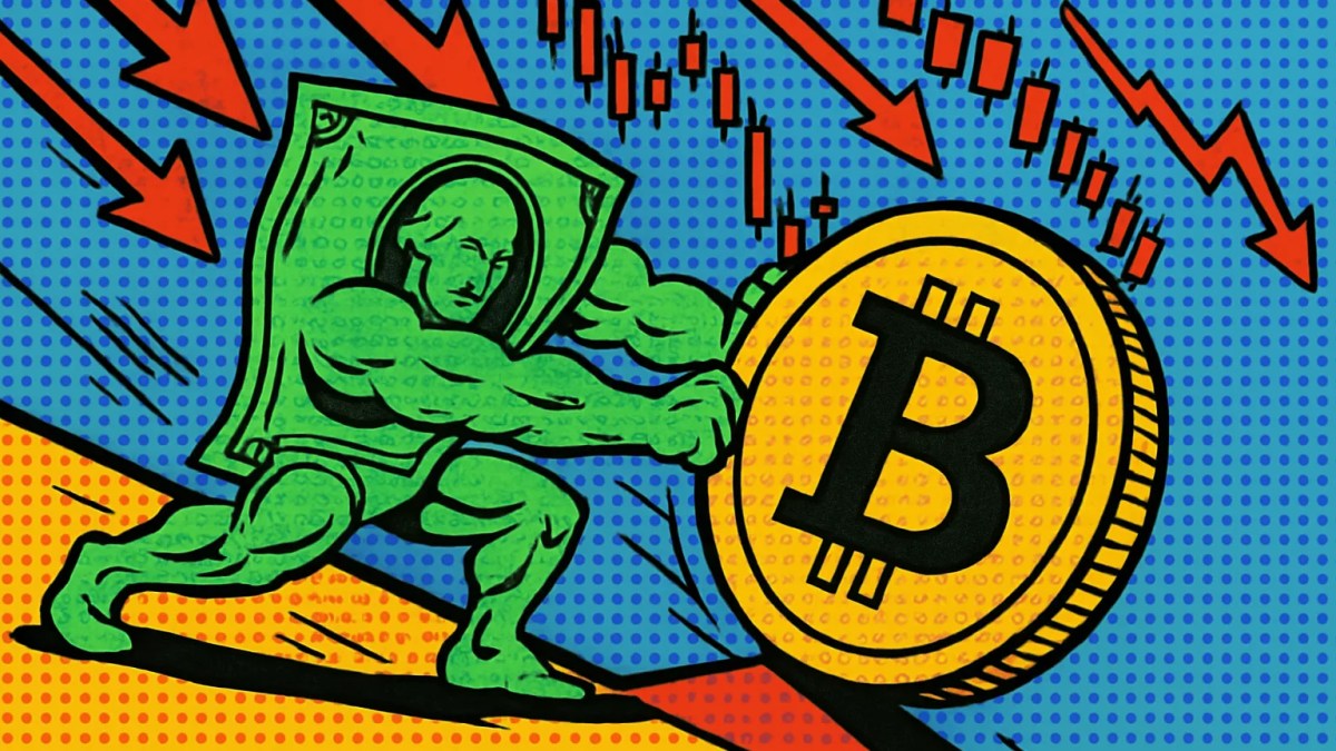 Ilustración del pulso entre bitcoin y dólar con el DXY en máximos de 18 meses