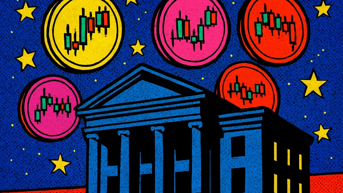 Acciones tokenizadas negociándose de noche frente a una bolsa de valores cerrada