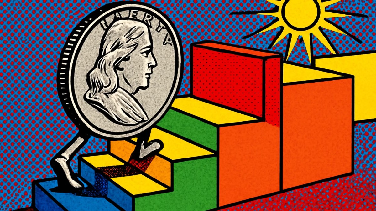 Ilustración del análisis de XRP con una moneda subiendo hacia una resistencia