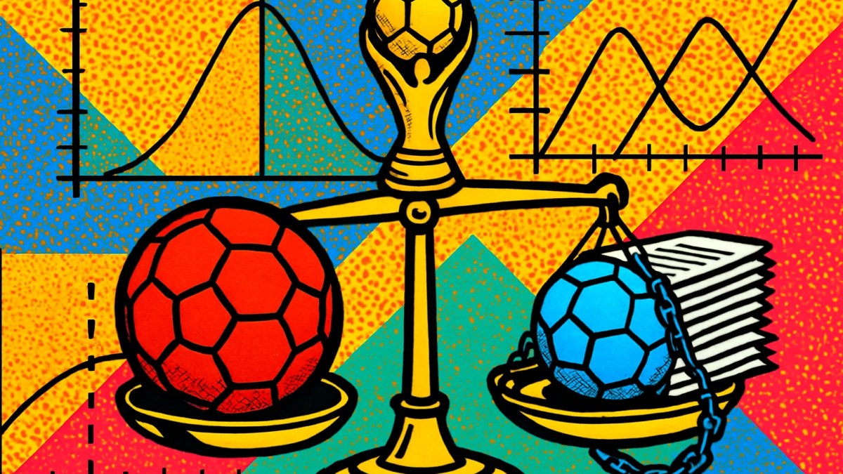 Trofeo sobre una balanza que ilustra las probabilidades de Polymarket Premier League entre Arsenal y Manchester City