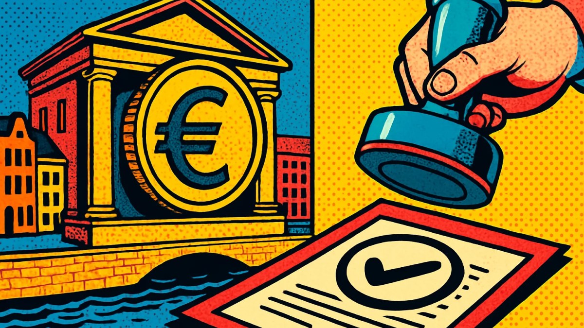 Moneda digital de stablecoin en euros frente a un banco central en Ámsterdam