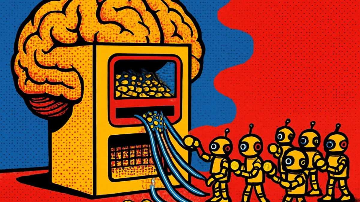 Robots que representan agentes de IA realizando micropagos con monedas digitales