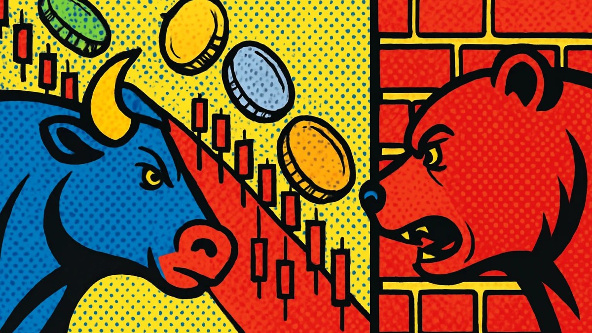 Análisis de altcoins con cuatro monedas cayendo hacia un soporte en una gráfica bajista