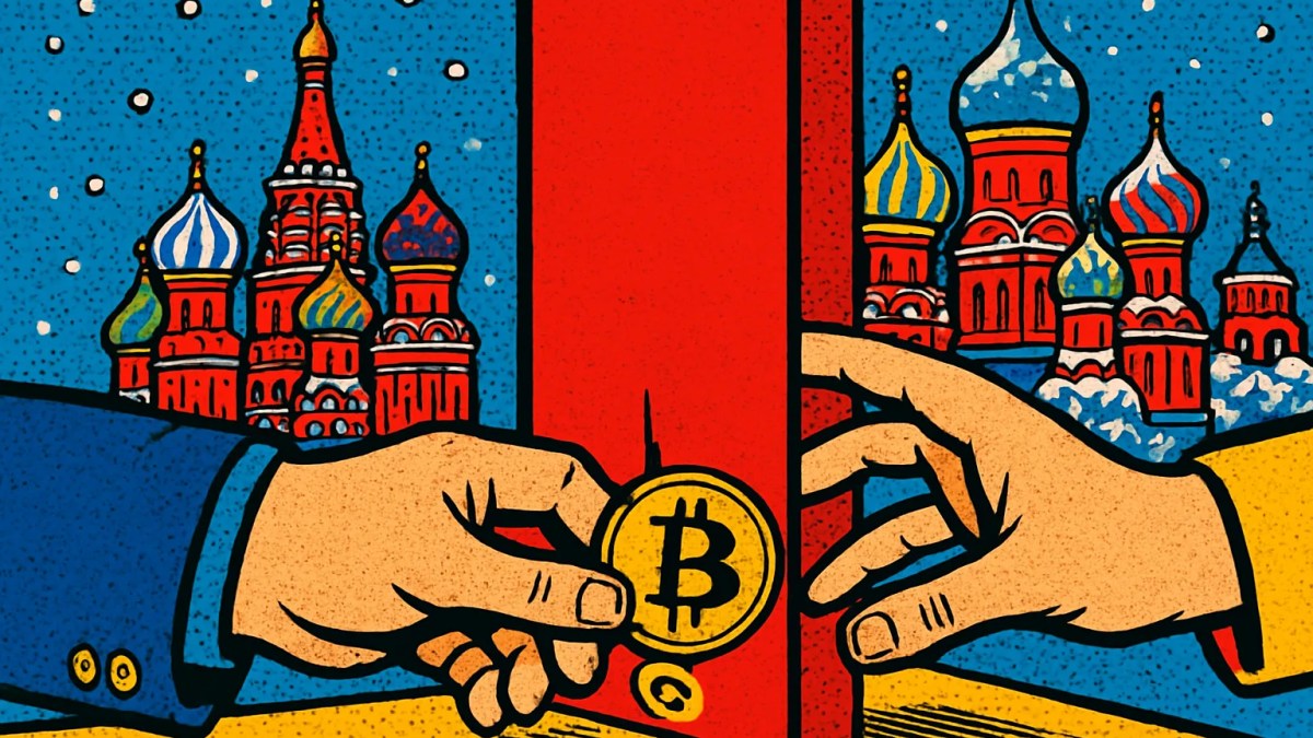 Barrera que separa un intercambio directo de bitcoin, símbolo de la prohibición del P2P para las criptomonedas en Rusia