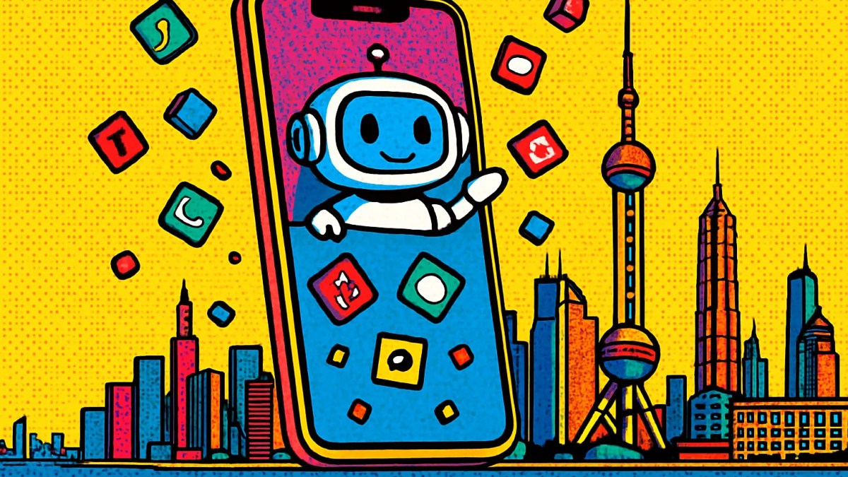Ilustración de un teléfono con IA con un agente integrado que sustituye a las aplicaciones