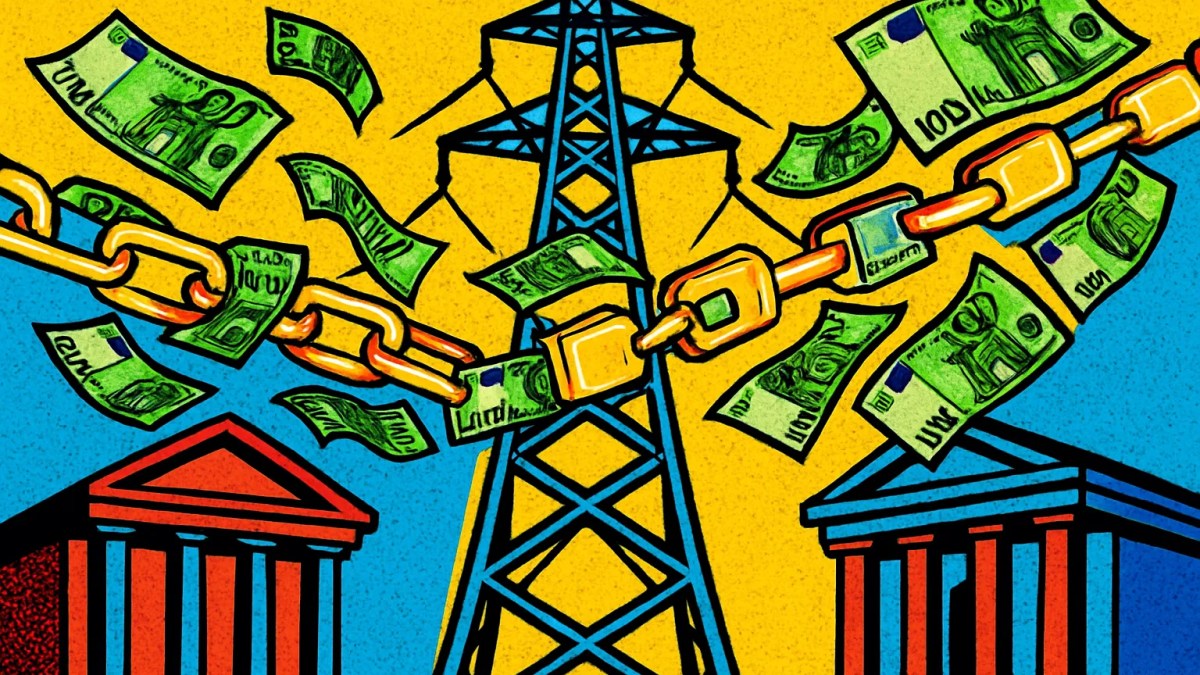 Ilustración de un préstamo en blockchain entre una eléctrica y dos bancos españoles
