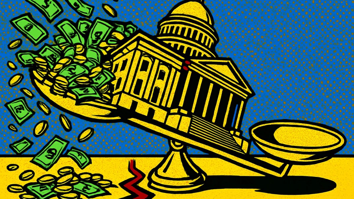 Balanza desequilibrada frente al Congreso que representa el presupuesto de Colombia y su déficit fiscal