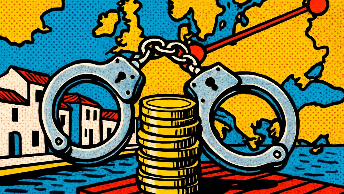 Esposas sobre monedas digitales que simbolizan la estafa cripto investigada en Ciutadella