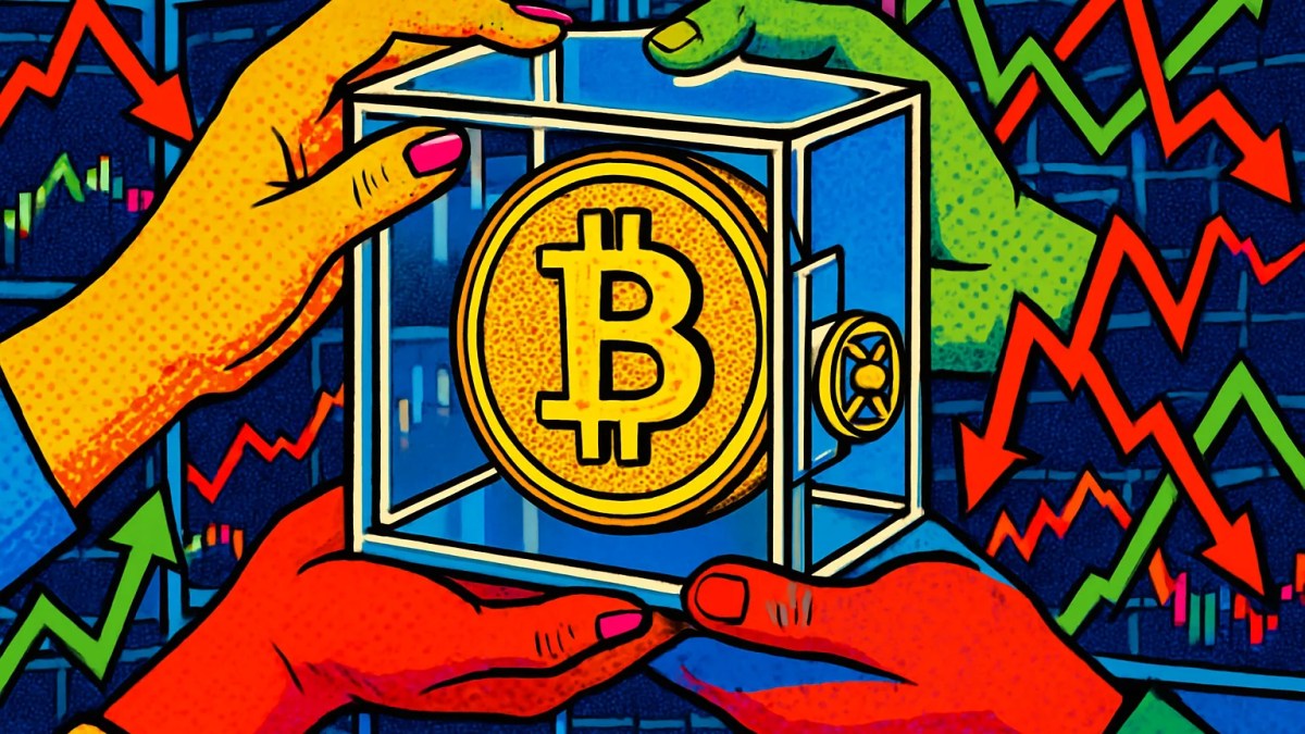 Moneda de bitcoin en una caja fuerte que ilustra los préstamos con bitcoin para operar futuros perpetuos