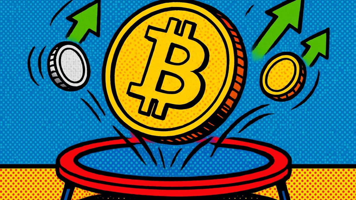 Moneda de Bitcoin rebotando junto a altcoins, ilustrando el rebote cripto