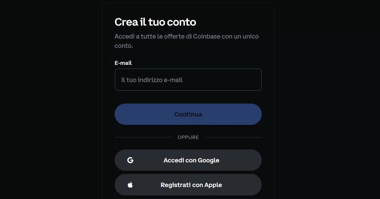 Promo Coinbase - Inscription