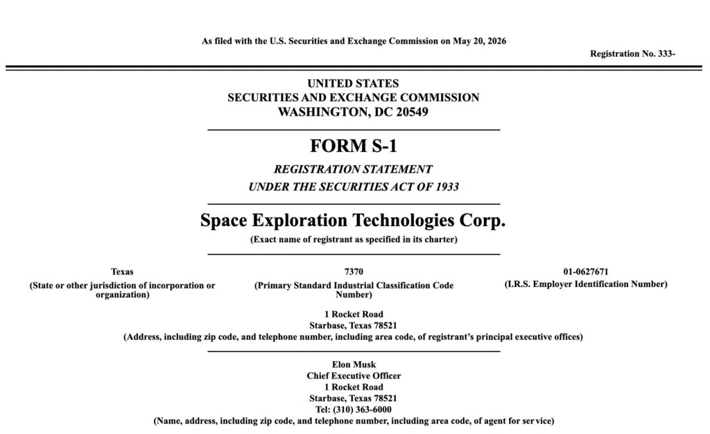 SpaceX : l’introduction en bourse arrive. Documentation finale envoyée à SEC. L’objectif est de 2 000 milliards, Bitcoin compris SpaceX : l’introduction en bourse arrive. Documentation finale envoyée à SEC. L’objectif est de 2 000 milliards, Bitcoin compris