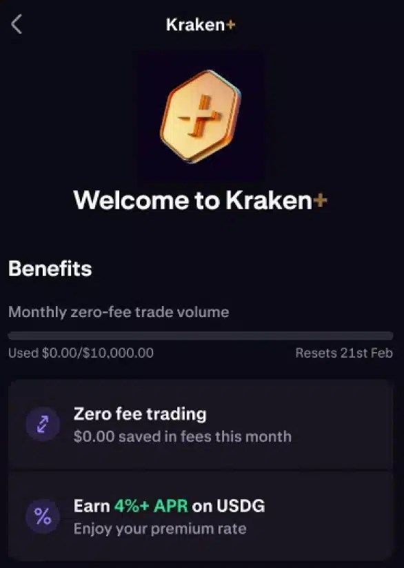 Kraken+ actif