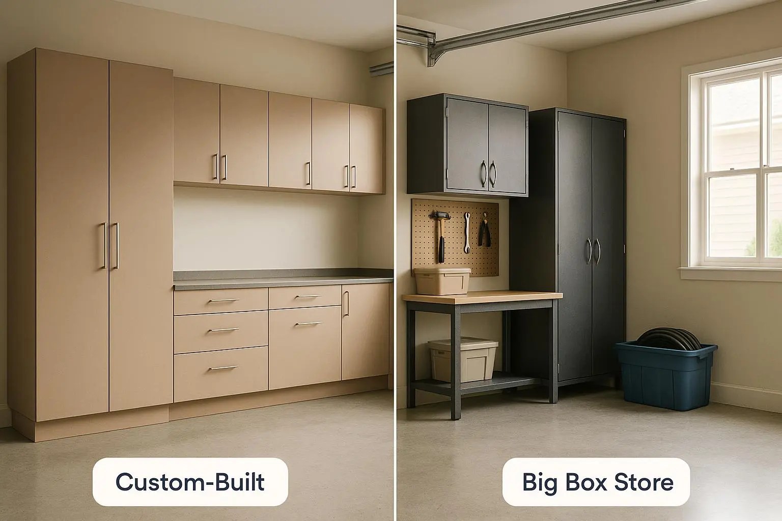 Custom Garage Cabinets Vs. Big Box Store Garage Cabinets