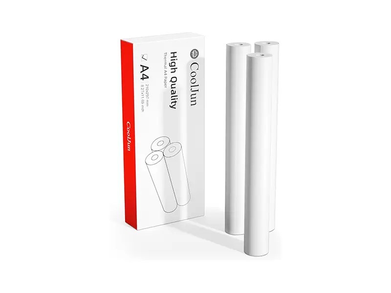 Rollo Papel Térmico A4 7.5m | CoolJun | Compatible A80 | 8.27x11.69 Pulgadas