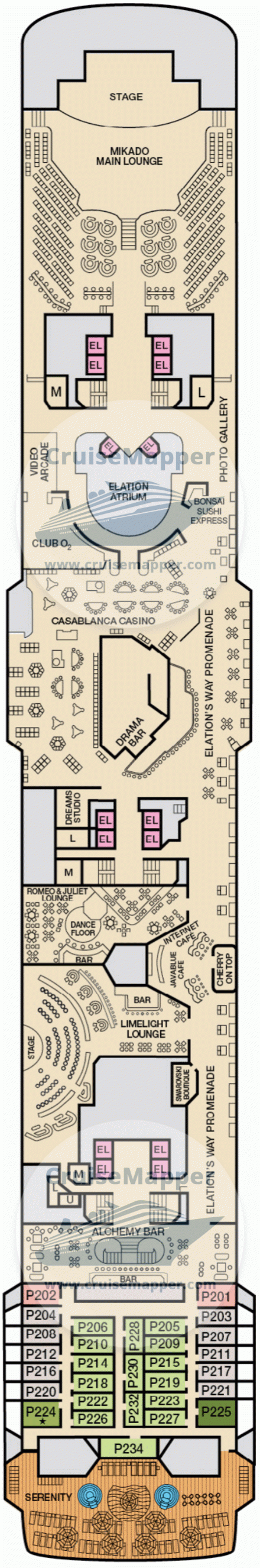 Carnival Elation Deck 9 Plan Cruisemapper